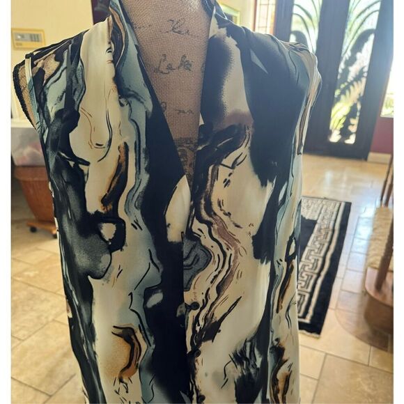 SHEIN Women's Marble Print Button Front Sleeveless Blouse Multicolor Size Large - Picture 2 of 4